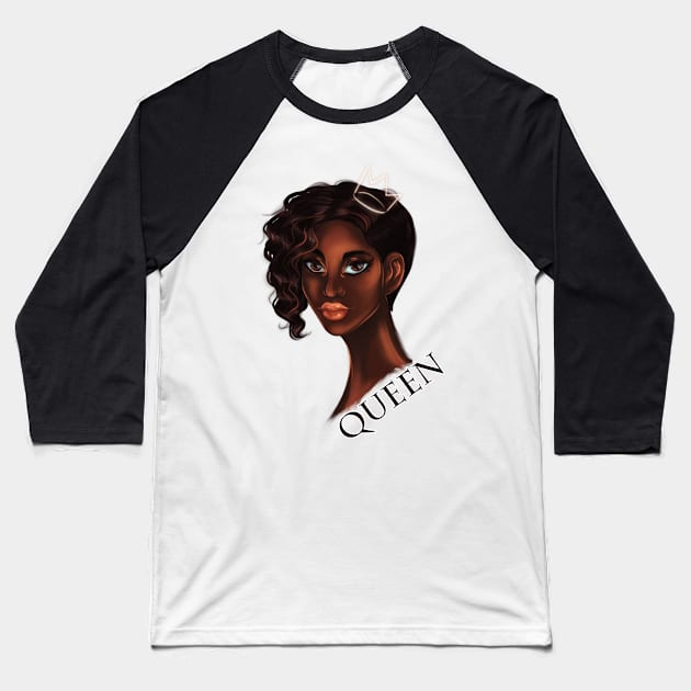 Black Queen Powerful Woman Unapologetically Black Baseball T-Shirt by Ebony Rose 